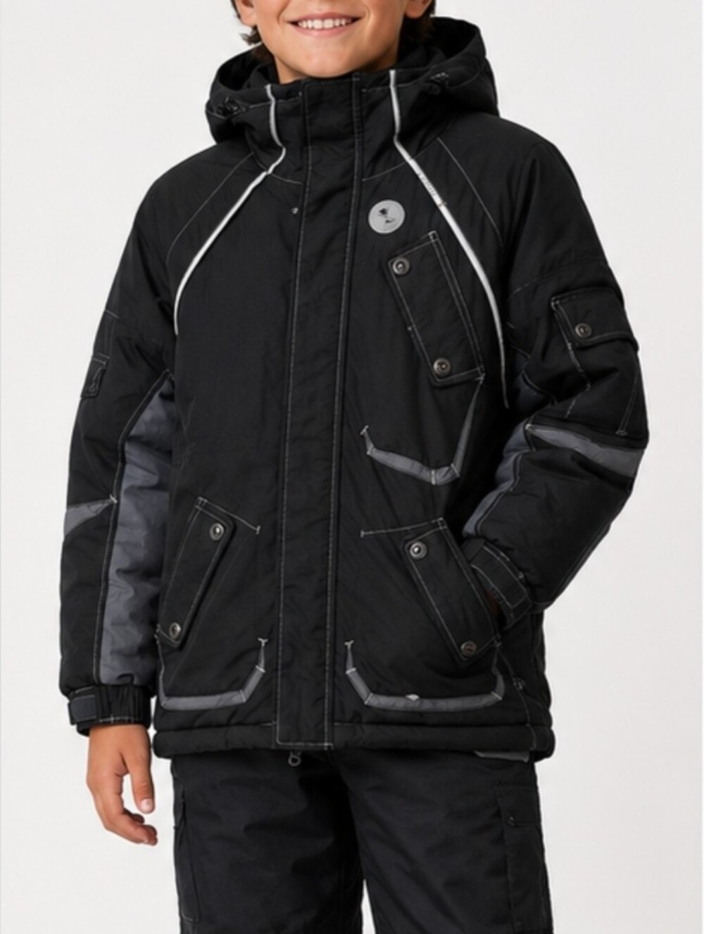 Nike Kids Black Hooded Insulated Winter Ski Jacket Youth M 10-12